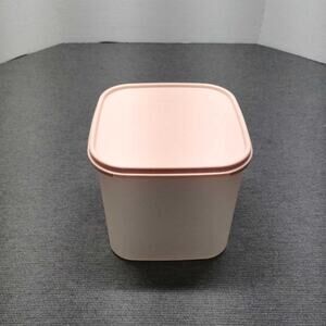 Vintage Tupperware Container 17 Cups Food Storage Square Pink Lid Beige Body